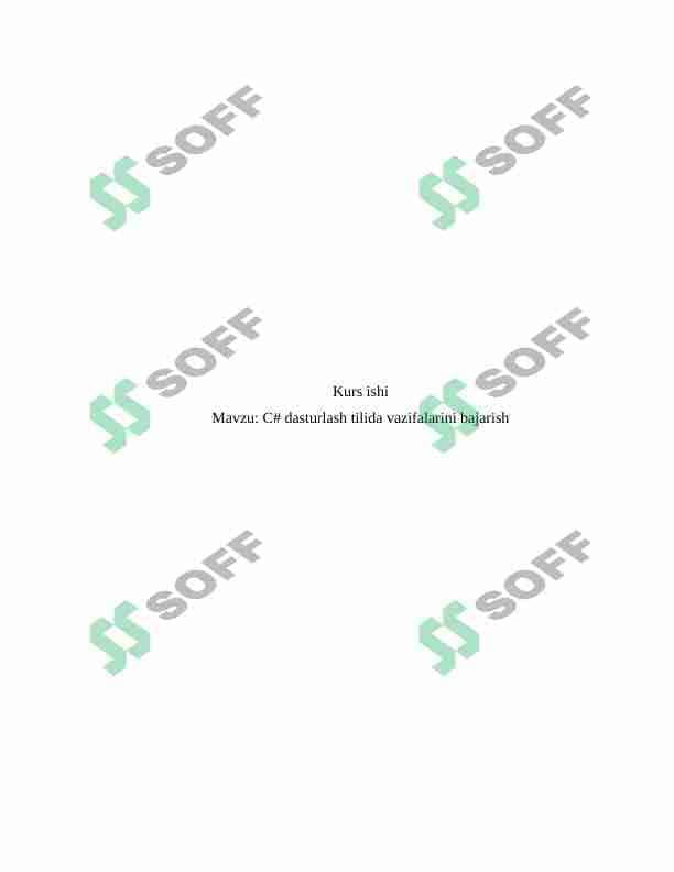C# dasturlash tilida vazifalarini bajarish