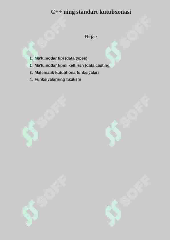 C++ ning standart kutubxonasi