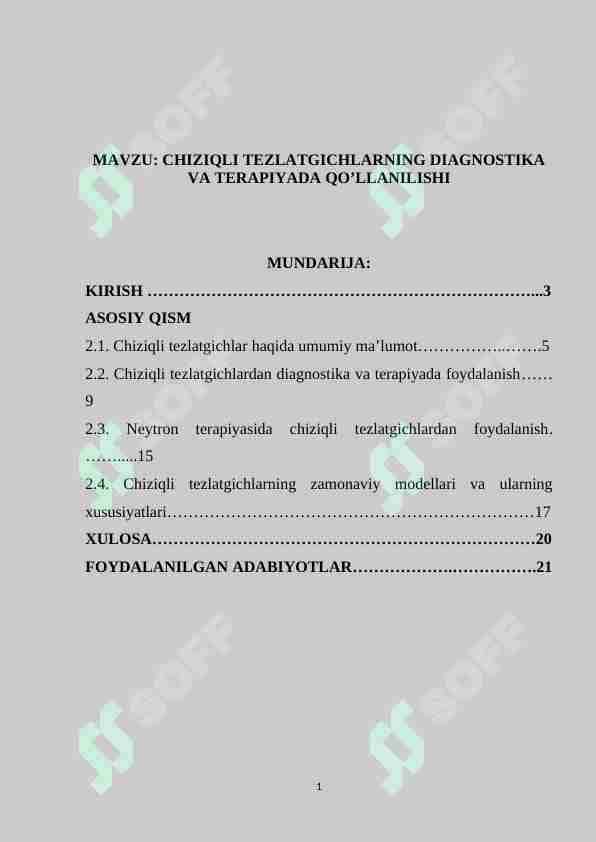 CHIZIQLI TEZLATGICHLARNING DIAGNOSTIKA VA TERAPIYADA QO’LLANILISHI