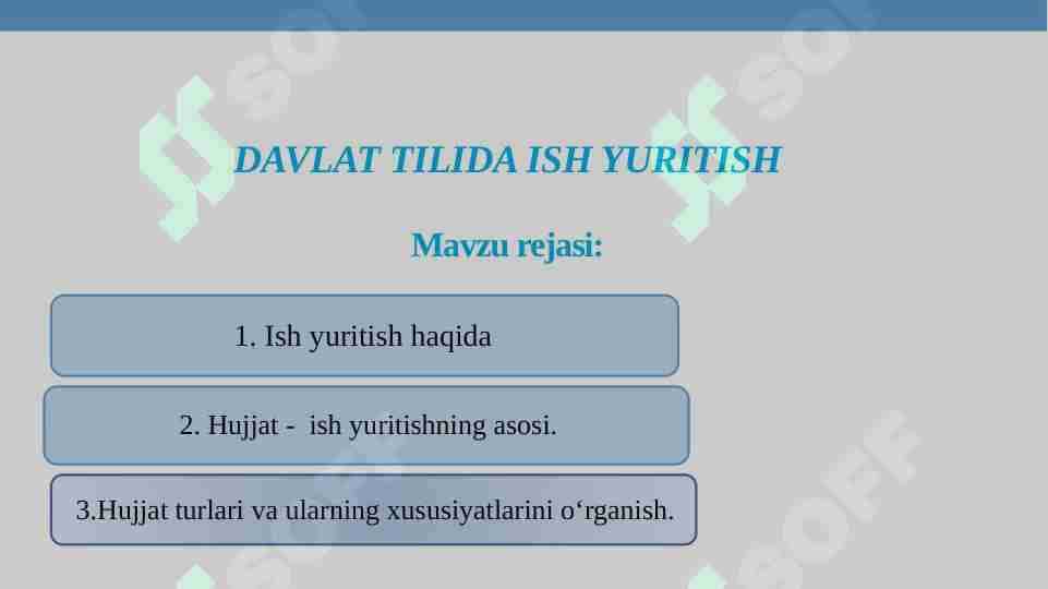 DAVLAT TILIDA ISH YURITISH