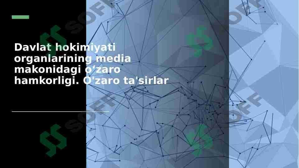 Davlat hokimiyati organlarining media makonidagi o‘zaro hamkorligi. O'zaro ta'sirlar