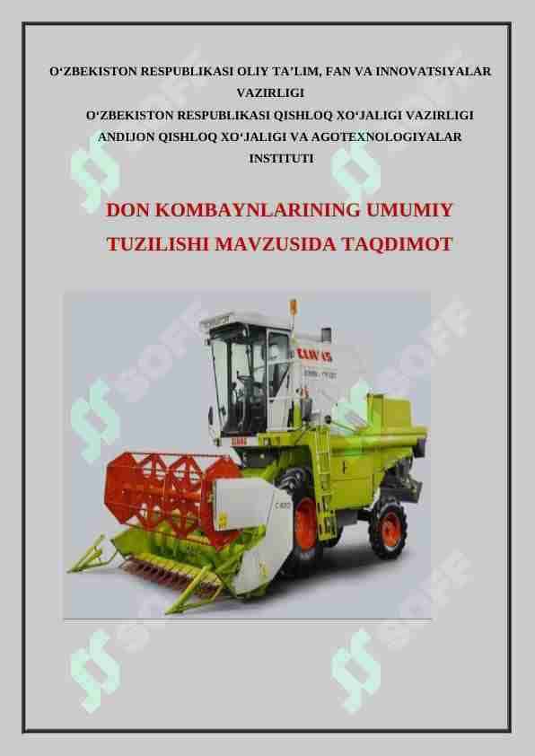 Don kombaynlarining umumiy tuzilishi