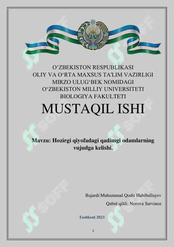 Hozirgi qiyofadagi qadimgi odamlarning vujudga kelishi