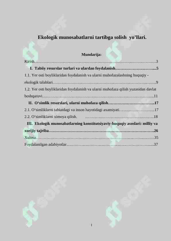 Ekologik munosabatlarni tartibga solish yo’llari