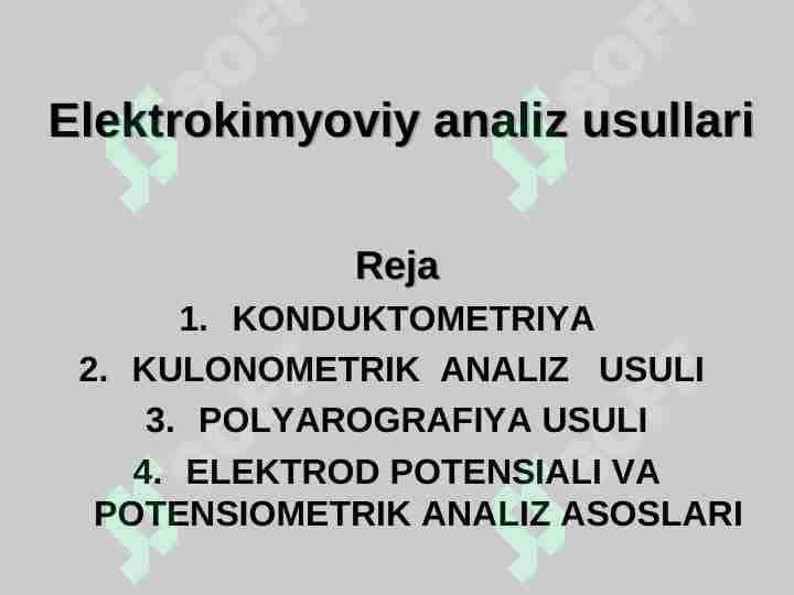 Elektrokimyoviy analiz usullari