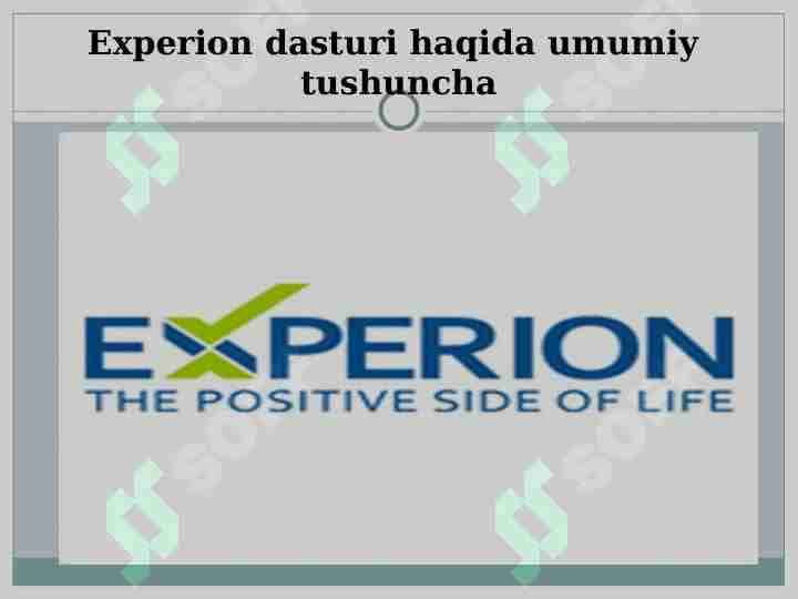 Experion dasturi haqida umumiy tushuncha