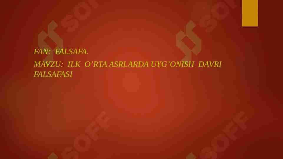 Ilk o'rta asrlarda sharq uyg'onish davri falsafasi slayd