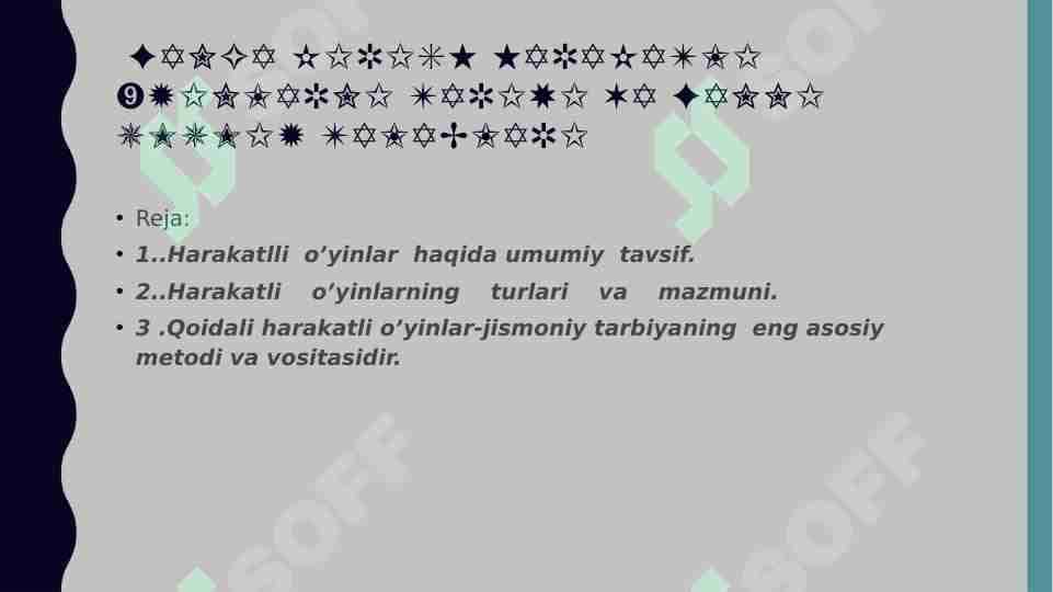 Fanga kirish harakatli òyinlarni tarixi va fanni umumiy talablari