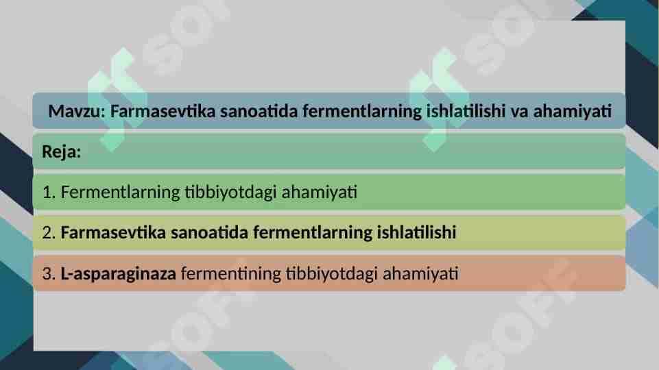 Farmasevtika sanoatida fermentlarning ishlatilishi va ahamiyati