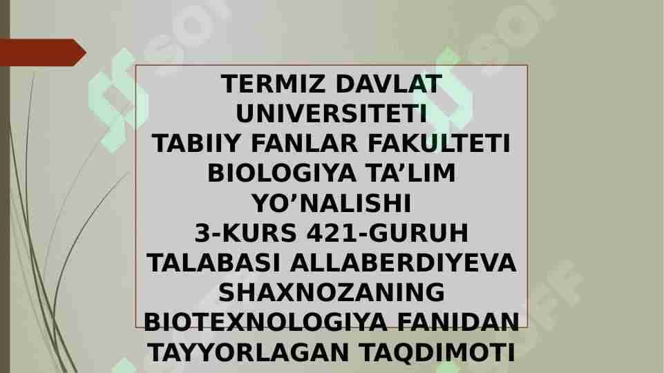 Fermentlar yordamida organik moddalar sintezi va stereoizmerlar olinishi