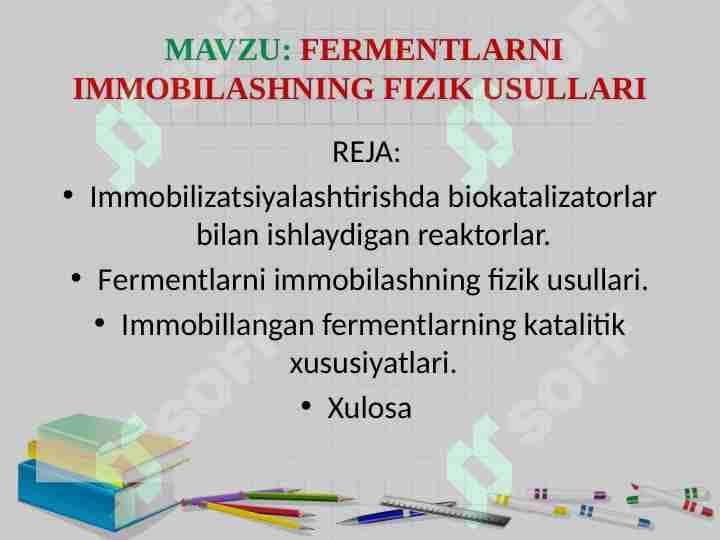 FERMENTLARNI IMMOBILASHNING FIZIK USULLARI