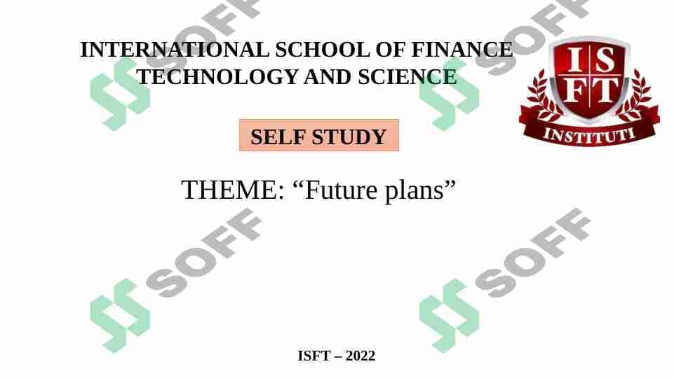 Future plans