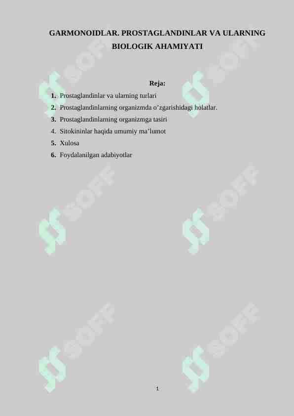 Garmonoidlar va prostaglandinlar