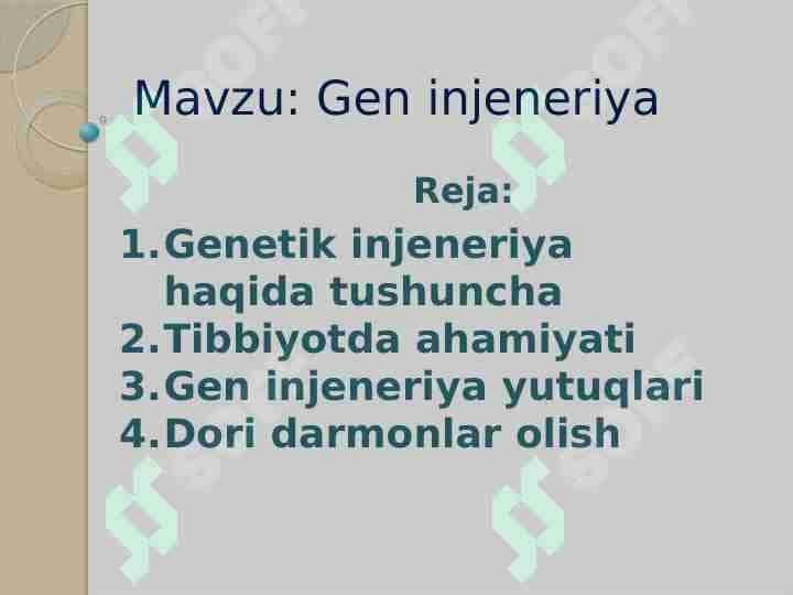 Gen injeneriyasi va uning tibbiyot amaliyotida qo'llanilishi