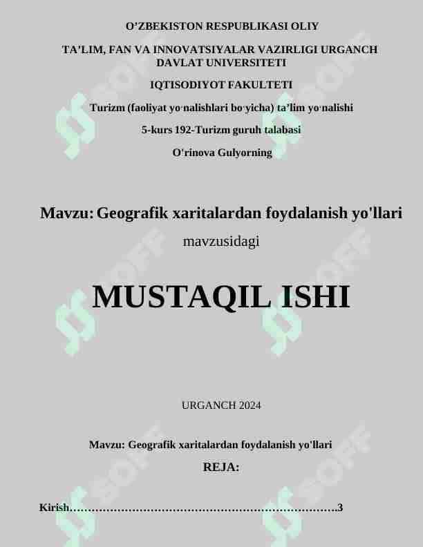 Geografik xaritalardan foydalanish yo'llari