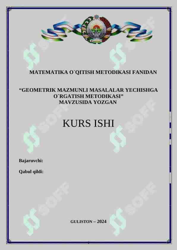 Geometrik mazmunli masalalar yechishga o`rgatish metodikasi