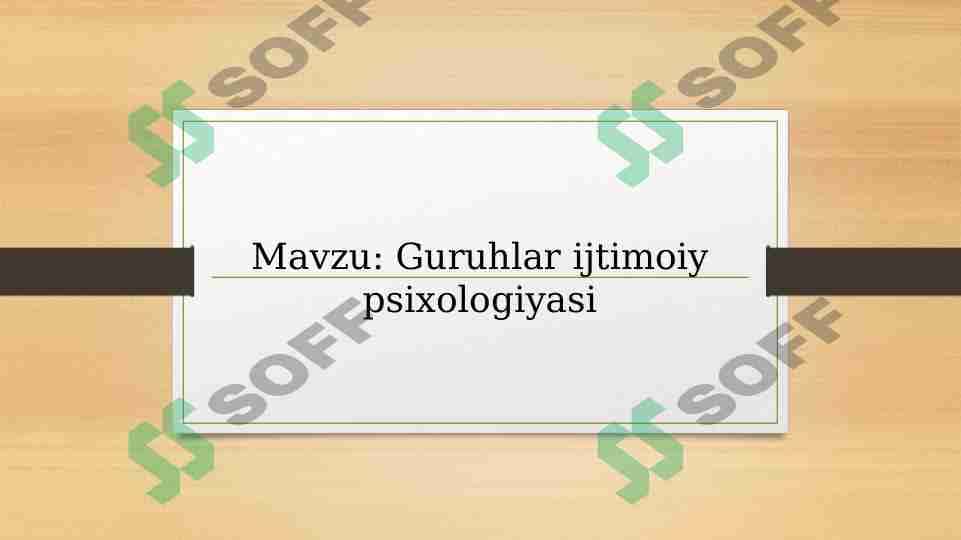 Guruhlar ijtimoiy psixologiyasi