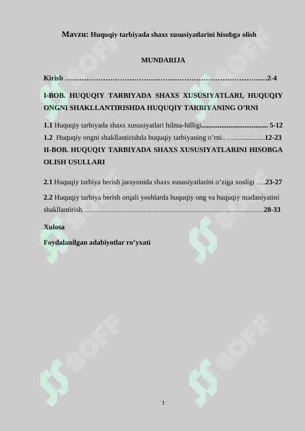 Huquqiy tarbiyada shaxs xususiyatlarini hisobga olish