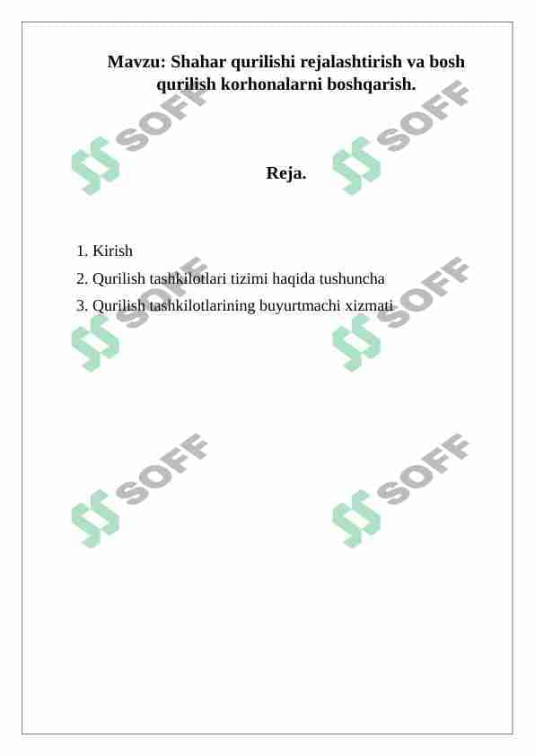 Qurilishning bosh rejasini shartli belgilarini chizish va ularning ahamiyati