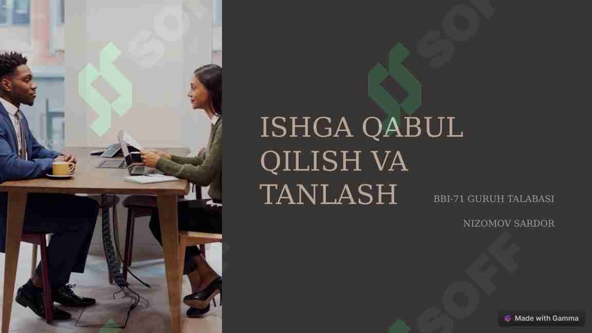 Ishga qabul qilish va tanlash