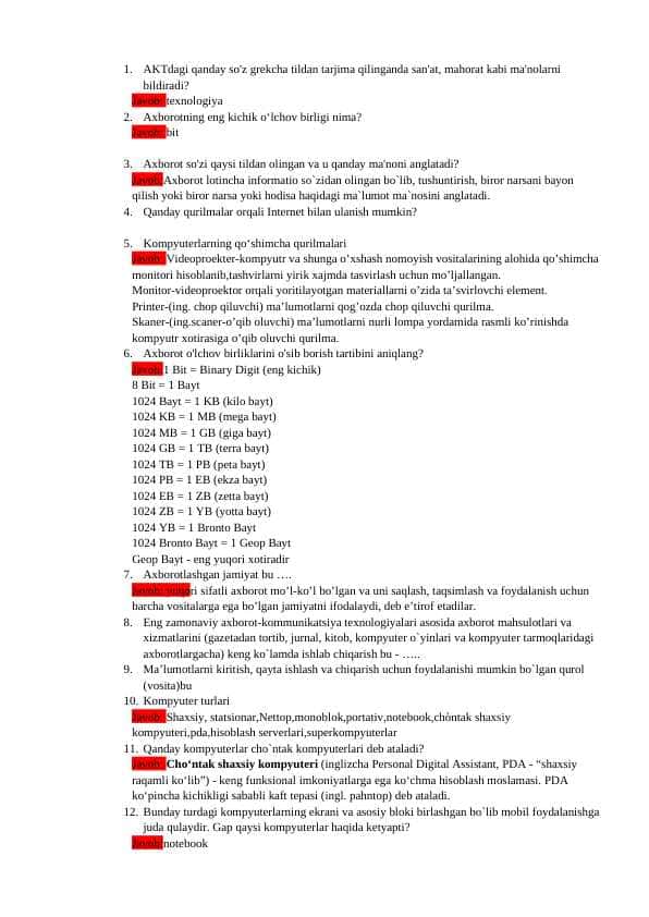Informatika test