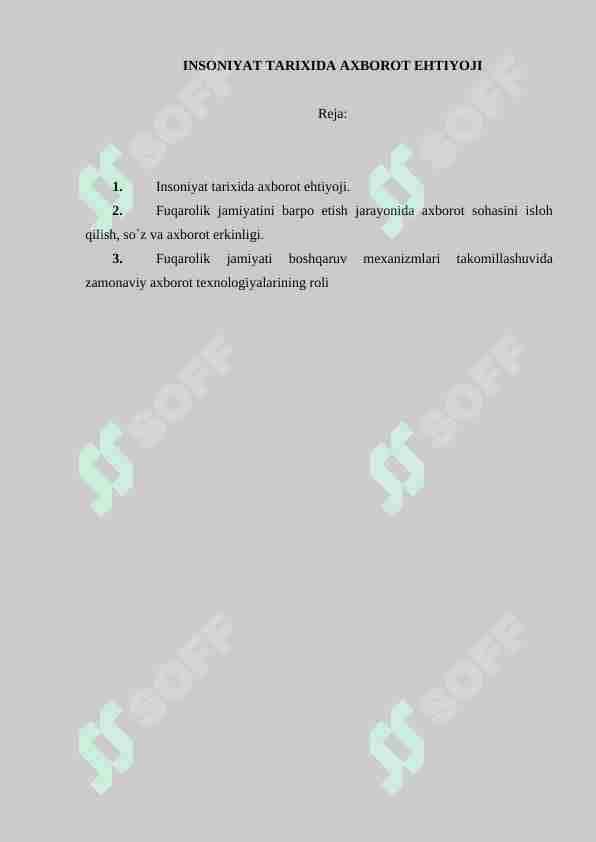 Insoniyat tarixida axborot ehtiyoji