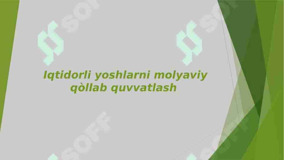 Iqtidorli yoshlarni molyaviy qòllab quvvatlash