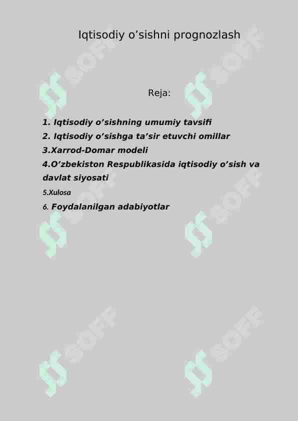 Iqtisodiy o’sishni prognozlash