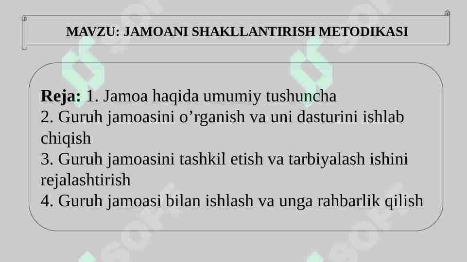 JAMOANI SHAKLLANTIRISH METODIKASI