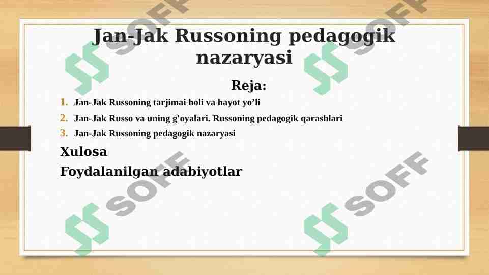 Jan-Jak Russoning pedagogik nazaryasi