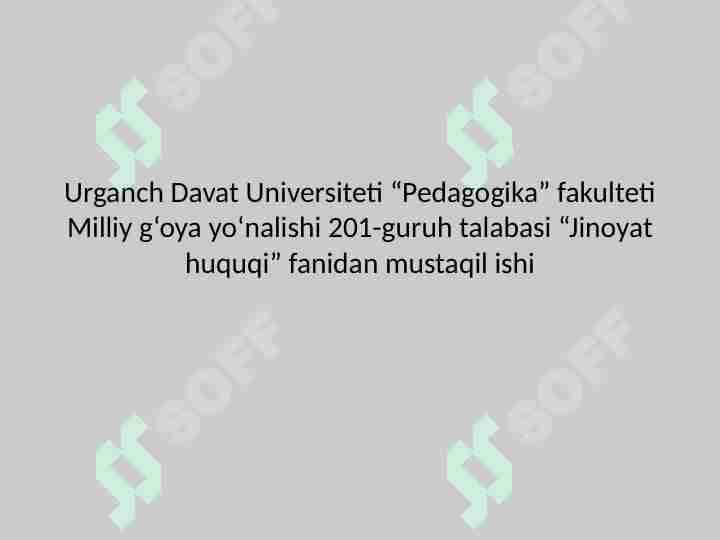 Jinoyat huquqida qonuniylik prinsipi