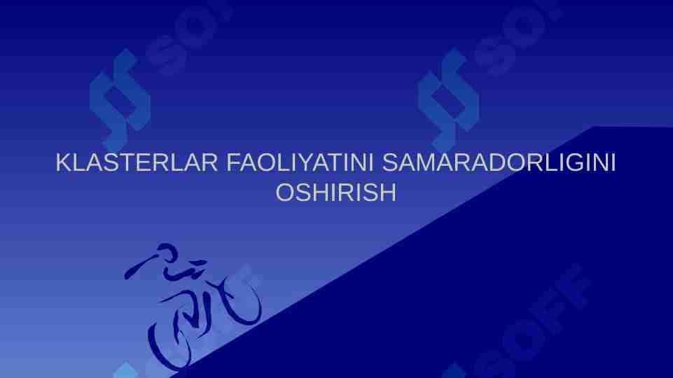 KLASTERLAR FAOLIYATINI SAMARADORLIGINI OSHIRISH