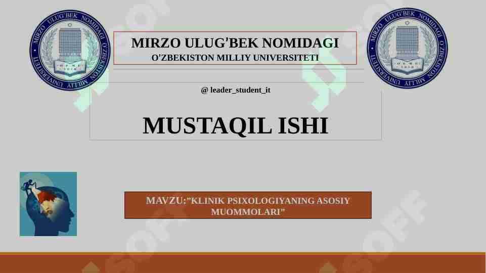 KLINIK PSIXOLOGIYANING ASOSIY MUOMMOLARI