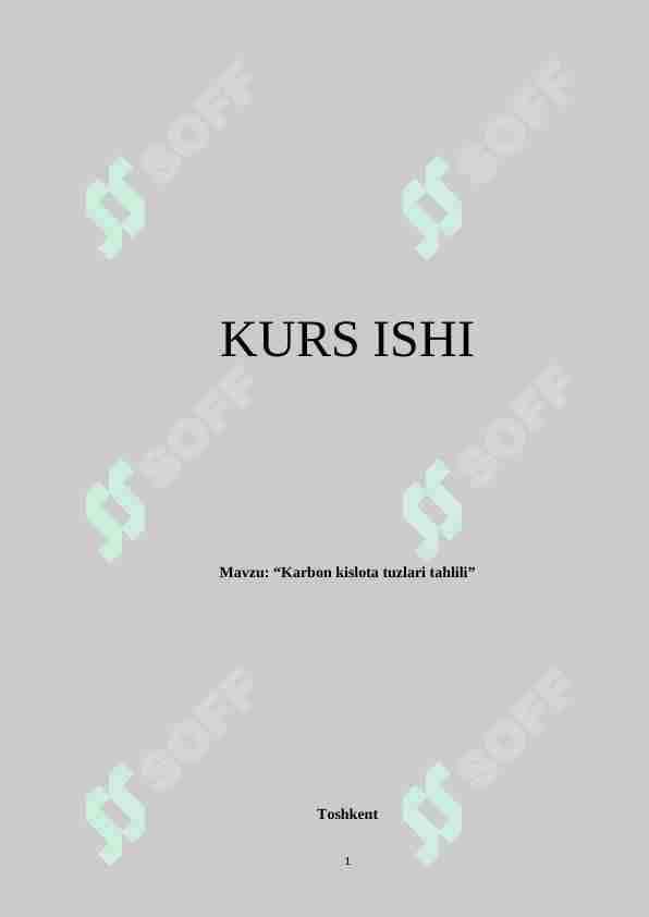 Karbon kislota tuzlari tahlili