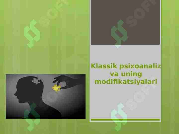 Klassik psixoanaliz va uning modifikatsiyalari
