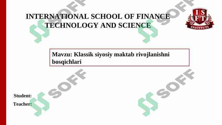 Klassik siyosiy maktab rivojlanishni bosqichlari