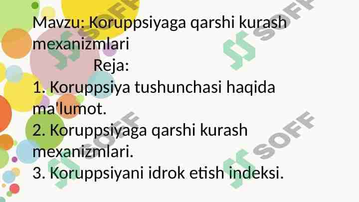 Korruptsiyaga qarshi kurash mexanizmlari