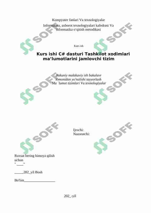 C# dasturi Tashkilot xodimlari ma’lumotlarini jamlovchi tizim