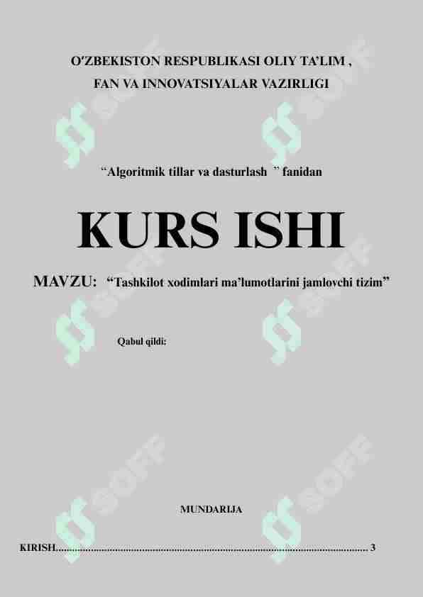 Tashkilot xodimlari ma’lumotlarini jamlovchi tizim