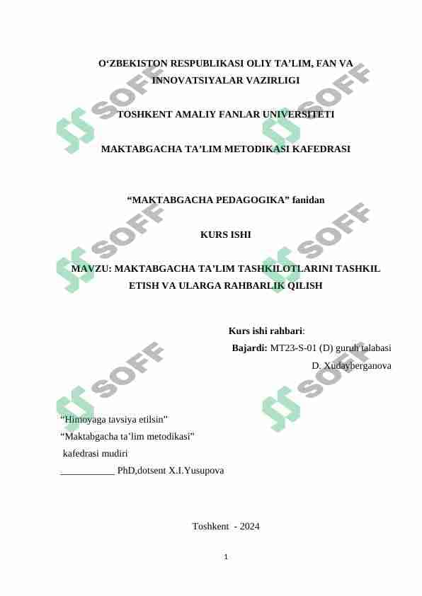 Maktabgacha ta'lim tashkilotlarini tashkil etish