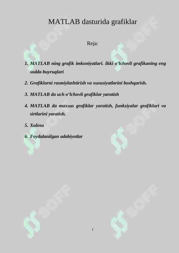 MATLAB dasturida grafiklar qurish