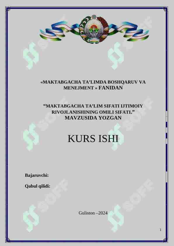 Maktabgacha ta’lim sifatini rivojlanishning omili sifatida