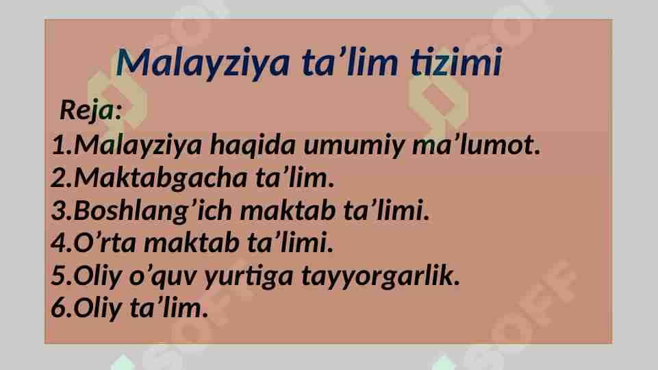 Malayziya ta`lim tizimi