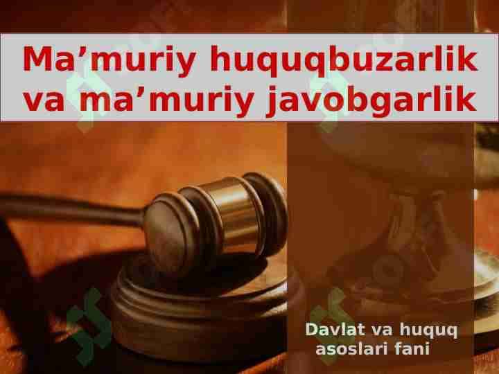 Mamuriy huquqbuzarlik va mamuriy javobgarlik