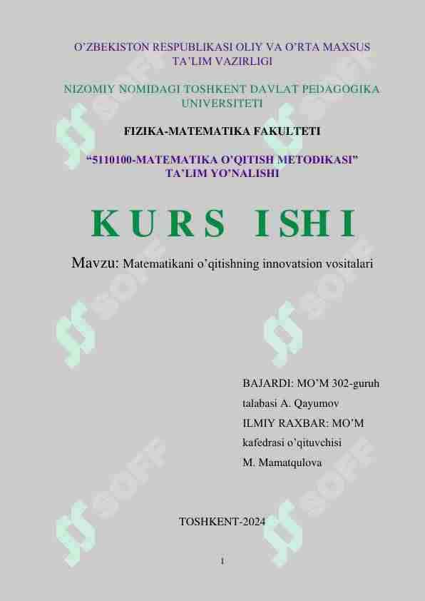 Matematikani o‘qitishning innovatsion vositalari