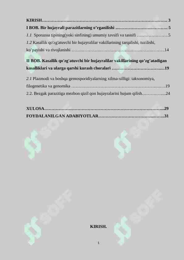 Bir hujayrali parazitlar