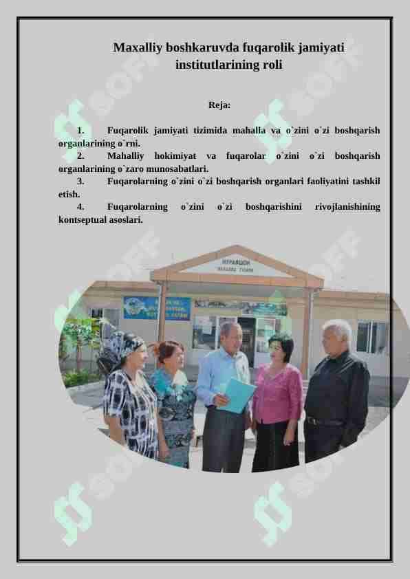 Maxalliy boshkaruvda fuqarolik jamiyati institutlarining roli