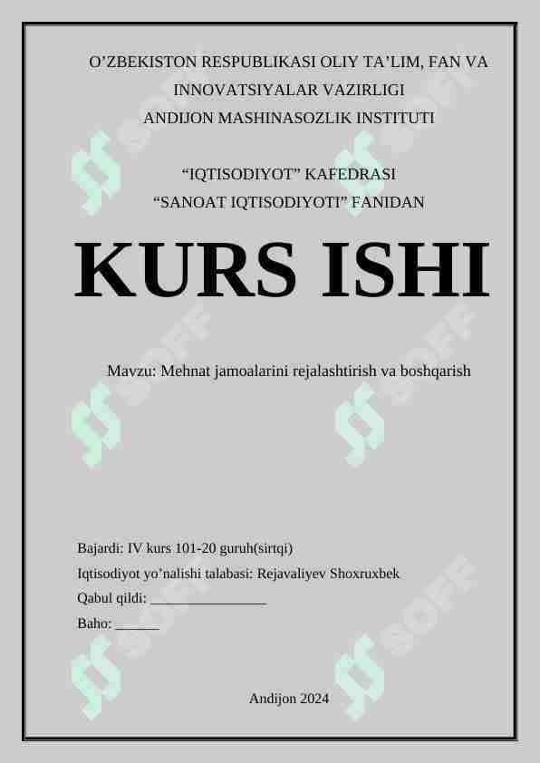 Mehnat jamoalarini rejalashtirish va boshqarish