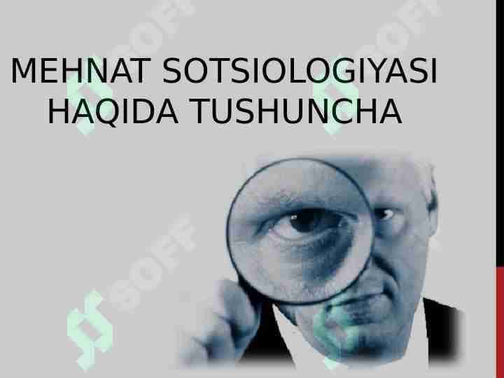 Mehnat sotsiiologiyasi haqida tushuncha