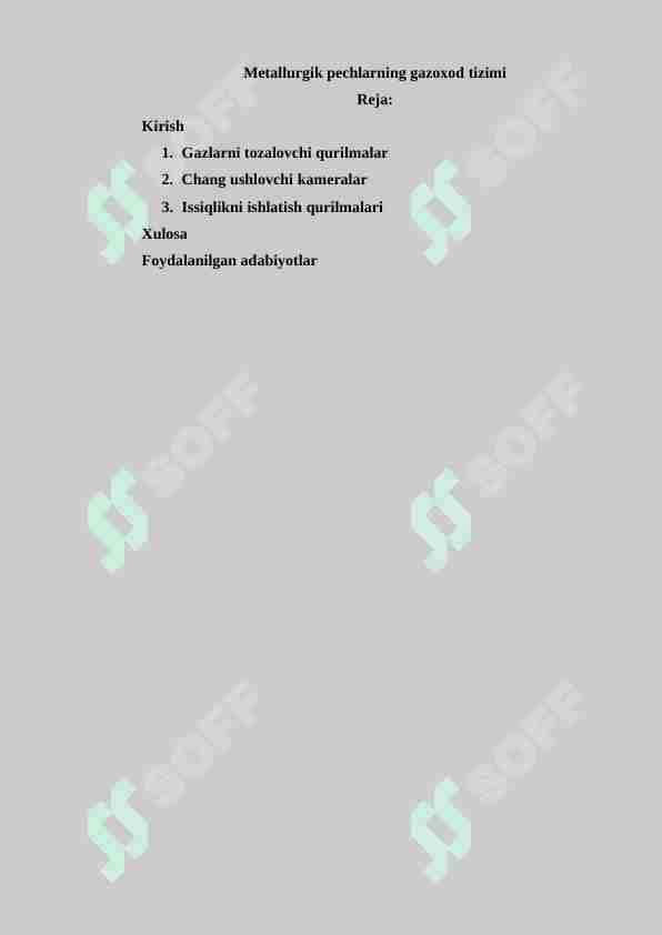 Metallurgik pechlarning gazoxod tizimi